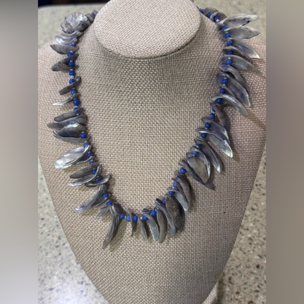 Elegant Blue and Silver shell  Women's Necklace